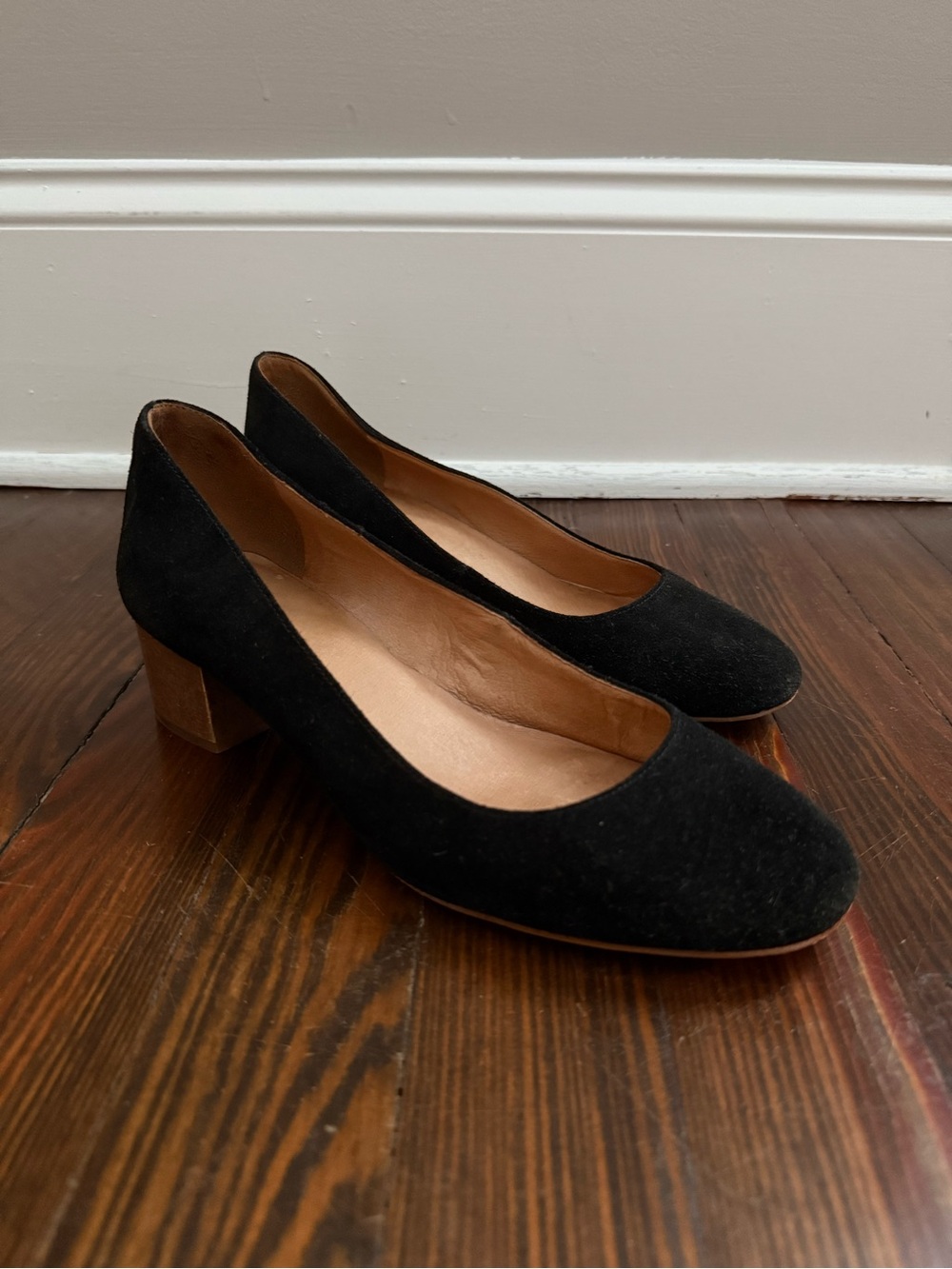 Madewell Black Suede Block Heel Pumps - Women